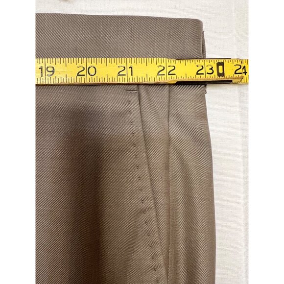 Baroni Couture Men 100% Wool Dress Pants Sand 44L Flat Front Classic Fit Luxury - Picture 11 of 14